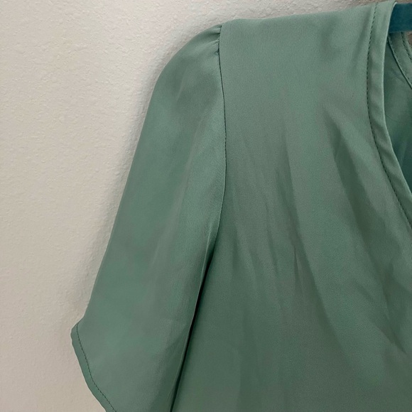 Sage Green Express Short Sleeve Blouse - Picture 3 of 5